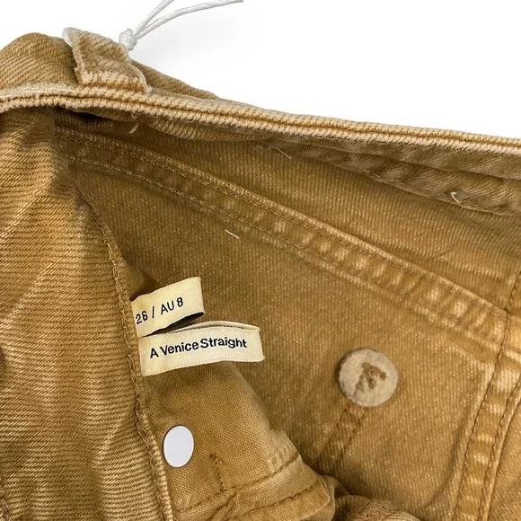 Abrand Revolve Womens Brown Venice High Rise Straight Jeans Size 26 NWT $128 - Picture 8 of 13